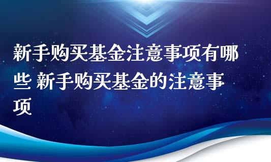新手购买基金注意事项有哪些 新手购买基金的注意事项