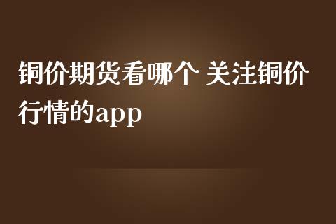 铜价期货看哪个 关注铜价行情的app