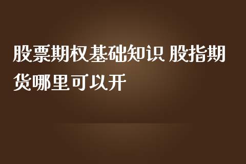 股票期权基础知识 股指期货哪里可以开