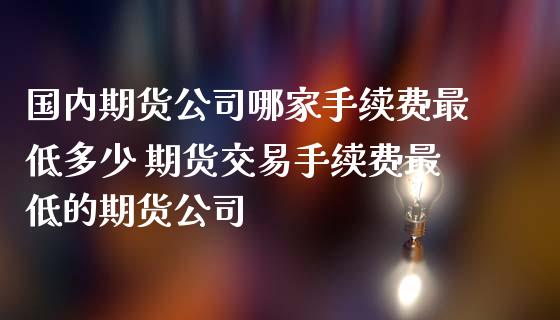 国内期货公司哪家手续费最低多少 期货交易手续费最低的期货公司