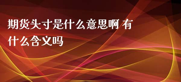 期货头寸是什么意思啊 有什么含义吗