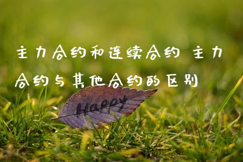 主力合约和连续合约 主力合约与其他合约的区别