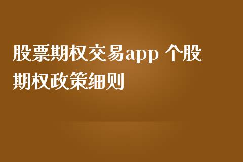 股票期权交易app 个股期权政策细则