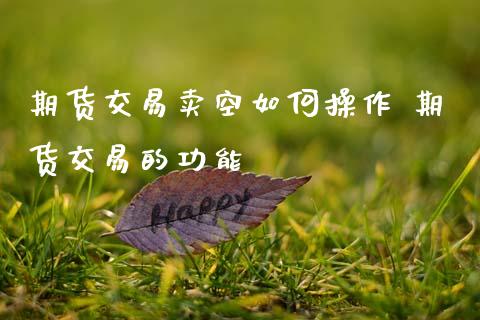 期货交易卖空如何操作 期货交易的功能