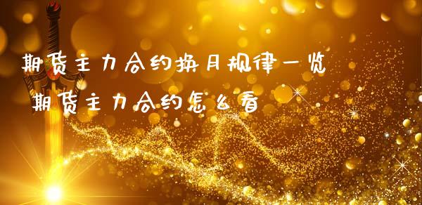 期货主力合约换月规律一览 期货主力合约怎么看