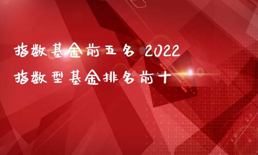 指数基金前五名 2022指数型基金排名前十