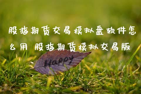股指期货交易模拟盘软件怎么用 股指期货模拟交易版
