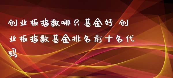 创业板指数哪只基金好 创业板指数基金排名前十名代码