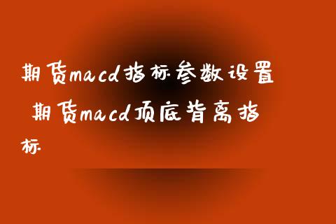 期货macd指标参数设置 期货macd顶底背离指标