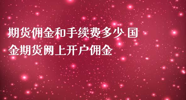 期货佣金和手续费多少 国金期货网上开户佣金