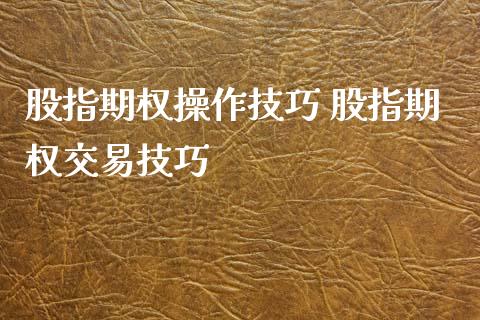 股指期权操作技巧 股指期权交易技巧