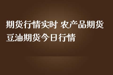 期货行情实时 农产品期货豆油期货今日行情