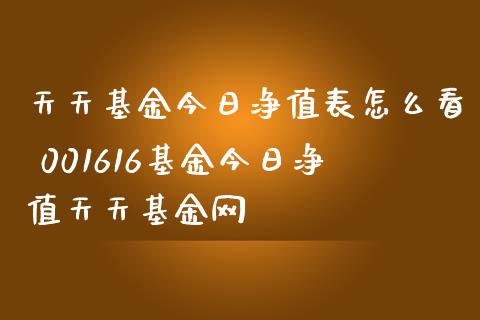 天天基金今日净值表怎么看 001616基金今日净值天天基金网