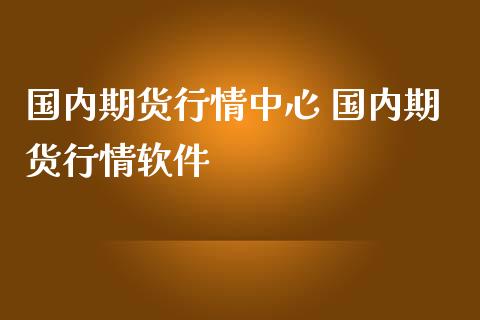 国内期货行情中心 国内期货行情软件