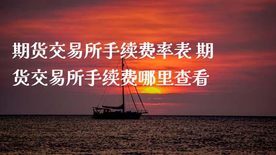 期货交易所手续费率表 期货交易所手续费哪里查看
