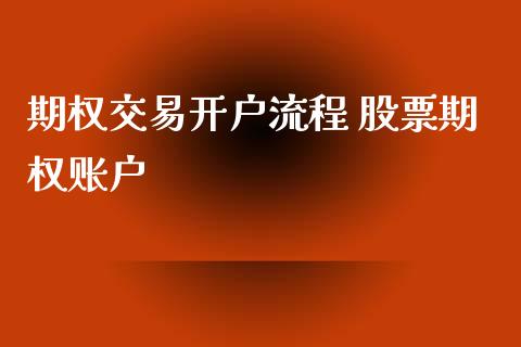 期权交易开户流程 股票期权账户