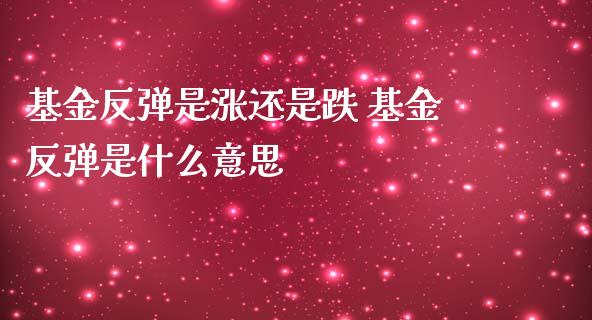 基金反弹是涨还是跌 基金反弹是什么意思