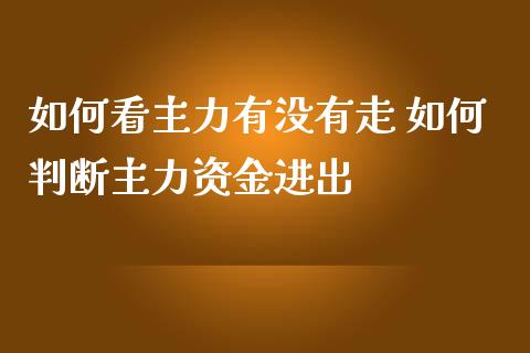 如何看主力有没有走 如何判断主力资金进出