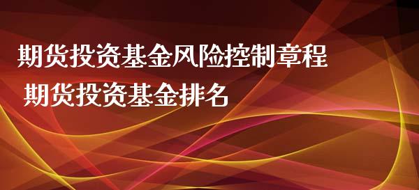 期货投资基金风险控制章程 期货投资基金排名