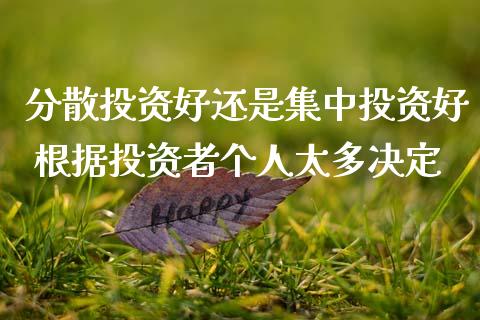 分散投资好还是集中投资好 根据投资者个人太多决定
