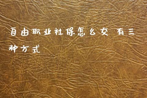 自由职业社保怎么交 有三种方式
