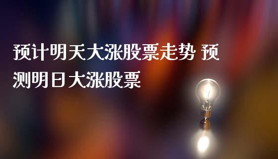 预计明天大涨股票走势 预测明日大涨股票