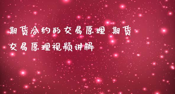 期货合约的交易原理 期货交易原理视频讲解