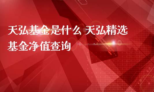 天弘基金是什么 天弘精选基金净值查询
