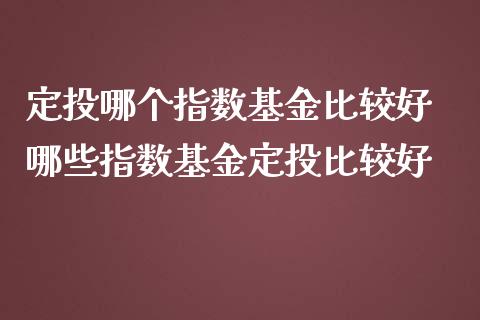 定投哪个指数基金比较好 哪些指数基金定投比较好