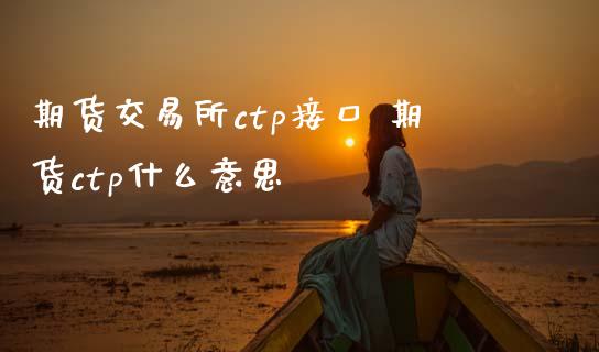 期货交易所ctp接口 期货ctp什么意思