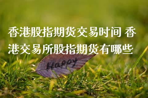 香港股指期货交易时间 香港交易所股指期货有哪些