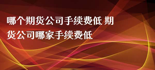 哪个期货公司手续费低 期货公司哪家手续费低