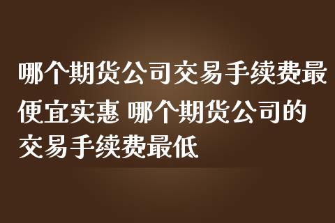 哪个期货公司交易手续费最便宜实惠 哪个期货公司的交易手续费最低