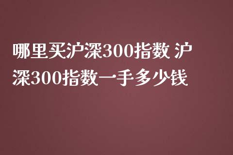 哪里买沪深300指数 沪深300指数一手多少钱
