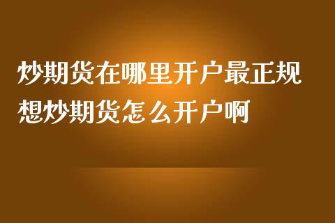 炒期货在哪里开户最正规 想炒期货怎么开户啊