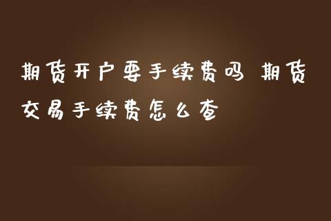 期货开户要手续费吗 期货交易手续费怎么查