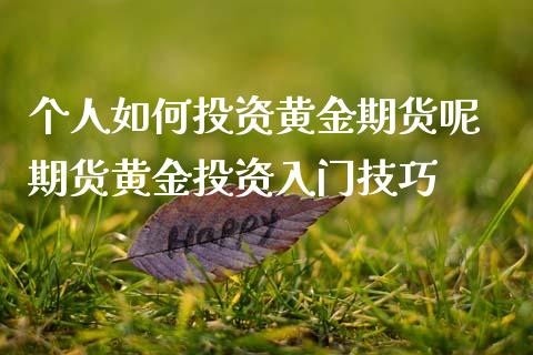 个人如何投资黄金期货呢 期货黄资入门技巧