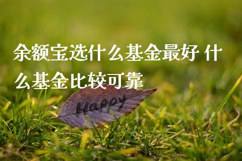 余额宝选什么基金最好 什么基金比较可靠