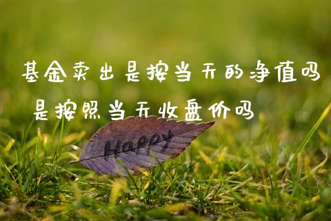 基金卖出是按当天的净值吗 是按照当天收盘价吗