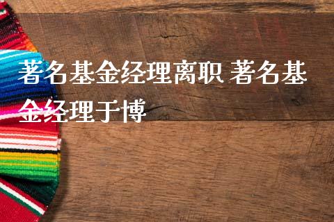 著名基金经理离职 著名基金经理于博