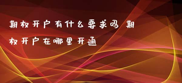 期权开户有什么要求吗 期权开户在哪里开通
