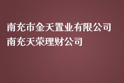 南充市金天置业有限公司 南充天荣理财公司
