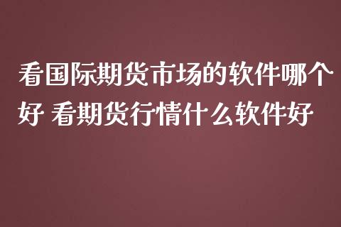 看国际期货市场的软件哪个好 看期货行情什么软件好