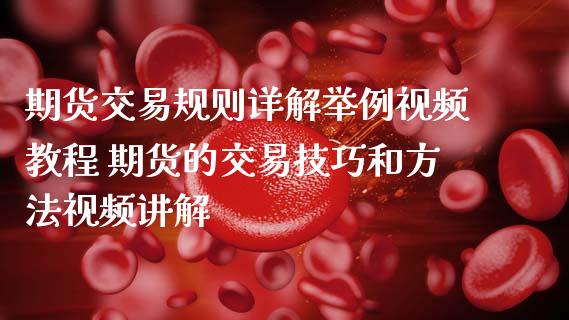 期货交易规则详解举例视频教程 期货的交易技巧和方法视频讲解