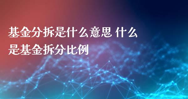基金分拆是什么意思 什么是基金拆分比例