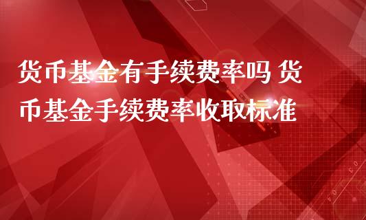 货币基金有手续费率吗 货币基金手续费率收取标准