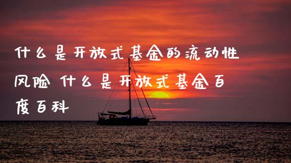 什么是式基金的流动性风险 什么是式基金百度百科