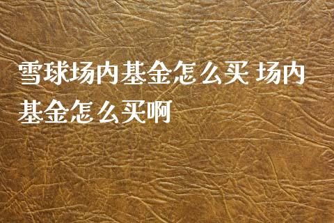 雪球场内基金怎么买 场内基金怎么买啊