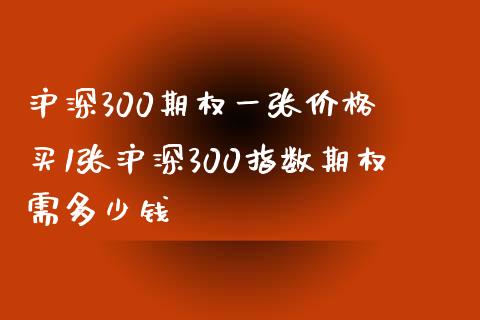 沪深300期权一张价格 买1张沪深300指数期权需多少钱