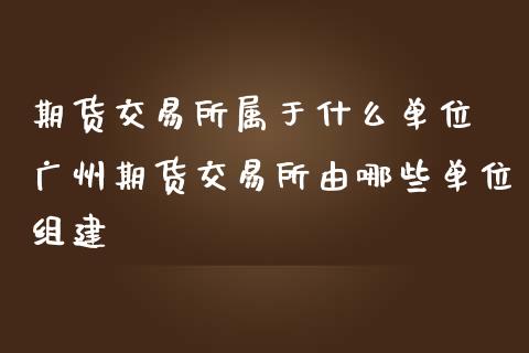 期货交易所属于什么单位 广州期货交易所由哪些单位组建